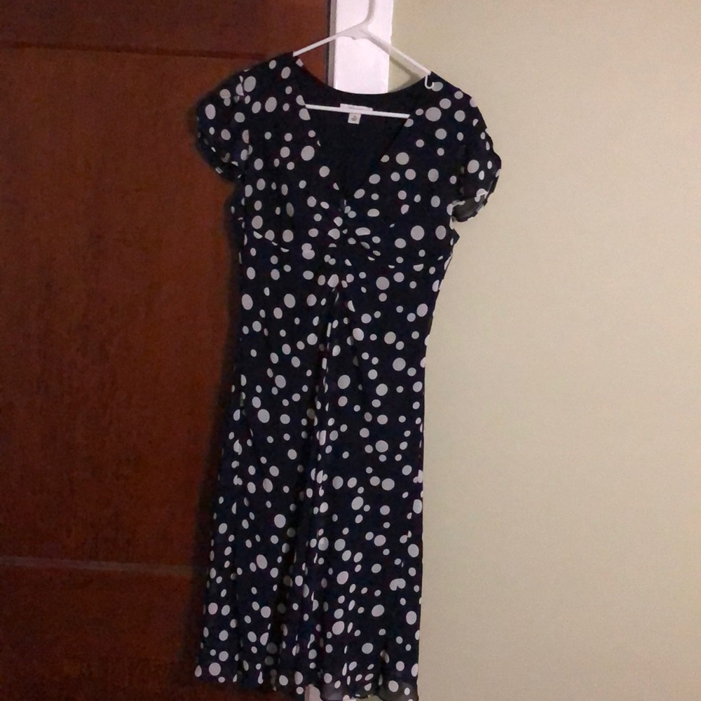 Dark blue white polka dot summer dress